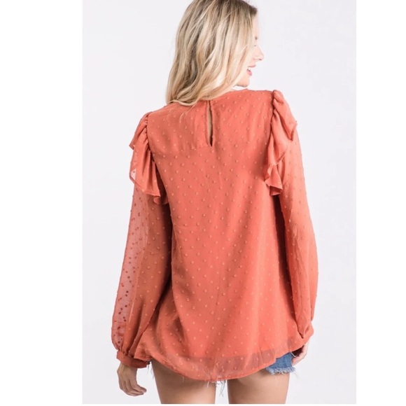 Jodifl Swiss Dot Rust Floral Embroidery Top - Picture 2 of 8